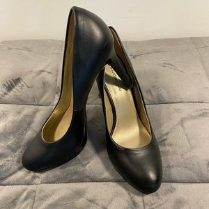 Black patent leather heels